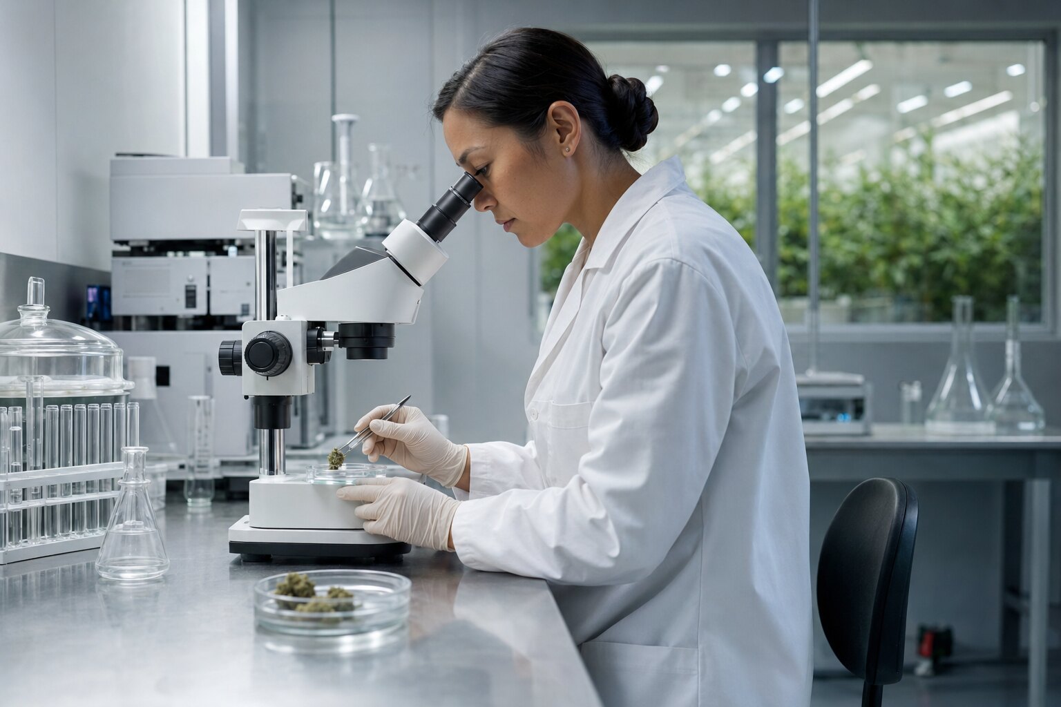 Laboratorní kontrola vzorku léčebného konopí